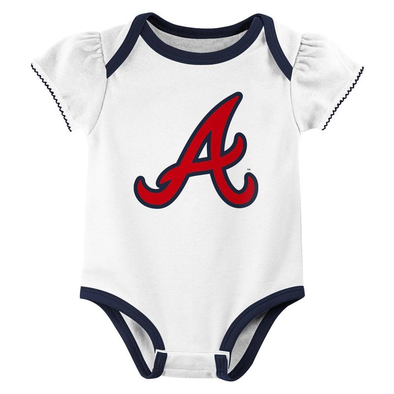 MLB Atlanta Braves Infant Girls&#39; 3pk Bodysuit, 2 of 5