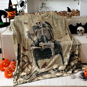 Lomsoe Christmas Throw Flannel Blanket Winter Elk Cozy Throw Blanket with Holiday Themed Print Christmas Gift for Winter Sofa Bed. - 1 of 4