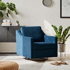 Large Swivel Barrel Chair,Swivel Accent Linen Fabric Armchair,Accent Back Chair Linen Arm Chair Armchair-Cuddlewood - 1 of 4