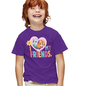 Boys' Short Sleeve Paw Patrol Valentine's I Love My Friends Everest and Skye T-Shirt Boys and Girls - 1 of 4