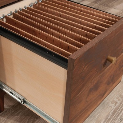 Grand Walnut L-Shaped Corner Desk with Drawers and Filing Cabinet