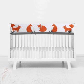 Bacati - Playful Fox Long Crib Rail Guard Cover Orange/Gray