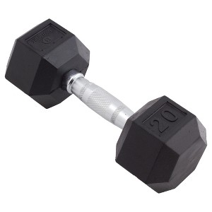 Body Sport Rubber Encased Hex Dumbbell Weight, Strength Training Equipment for Home Gym, Black - 1 of 4