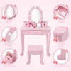 Kids Vanity Set, Pretend Play Girls Vanity Table and Chair Set with Mirror, Kids Dressing table with Wood Makeup Playset, for Bedroom, Playroom - 4 of 4