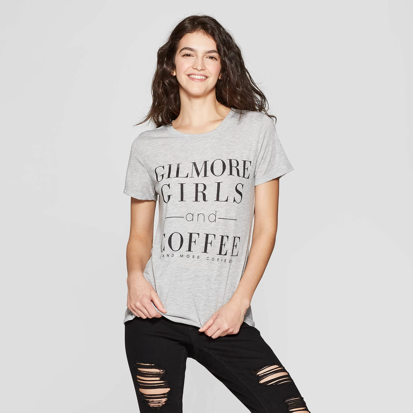 Women's Gilmore Girls Short Sleeve Coffee T-Shirt - (Juniors') - Gray - image 1 of 2
