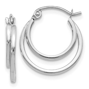 Black Bow Jewelry 1mm Double Split Round Hoop Earrings in 14k White Gold, 17mm (5/8 In) - 1 of 4