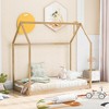 Twin Size Wood House Bed with Roof for Kids,Teens - 2 of 4