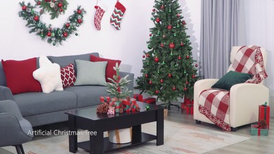 4.5ft Green Hinged Spruce Artificial Christmas Tree with PVC Tips