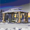 EROMMY 12'x16' Metal Frame Double Roof Gazebo, Outdoor Hardtop Gazebo, Permanent Gazebo Pavilion for Patio - 2 of 3