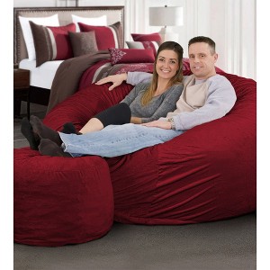Ultimate Sack 6ft Bean Bag Chair, Oversized Comfortable Indoor Floor Lounger, Giant Foam-Filled Furniture for Relaxing, Burgundy Suede - 1 of 4