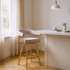 HomeRoots 26" Taupe and Gold Fabric and Stainless Steel Low Back Counter Height Swivel Bar Chair - 2 of 4