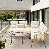 4-Piece PE Rattan Patio Set w/ Loveseat, Sofa & Coffee Table - Outdoor Conversation Set for Backyard - 2 of 4