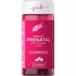 Pink Vitamins Vibrant Prenatal Multivitamin + DHA Gummies - Natural Berry - 60ct