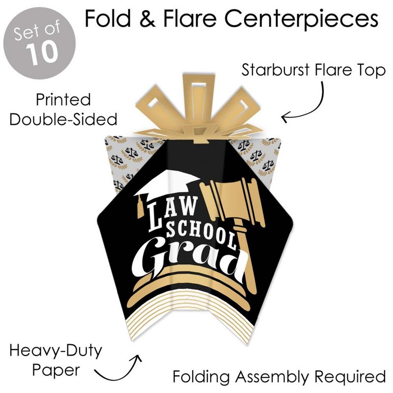 Big Dot of Happiness Law School Grad - Table Decorations - Future Lawyer Graduation Party Fold and Flare Centerpieces - 10 Count, 3 of 8
