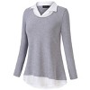 Clearlove Women's Casual Contrast Collar Shirt Long Sleeve Slim Fit Tunics Top - 3 of 3