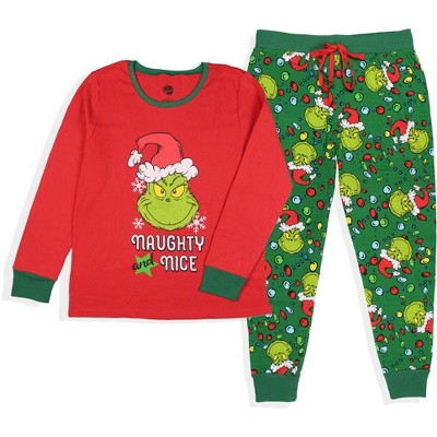 Dr. Seuss How The Grinch Stole Christmas Lights Sleep Pajama Set (l ...