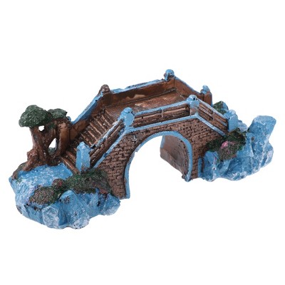 Unique Bargains Aquarium Decorations Arch Bridge Decoration Resin Fish Accessories Blue Brown Green 5.71" Length 1 Pcs