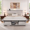 Okak Queen/Full Size Platform Bed Frame with Storage Cabinet & Charging Station,Farmhouse Wood Slats Design Master Bedroom Bed - 2 of 4