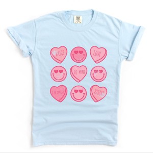 S.W.Smiley Sweethearts Chart Distressed - Women's Garment Dyed Graphic T-Shirt - 1 of 4