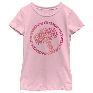 Girl's Marvel Thor Heart Hammer T-Shirt - 1 of 4