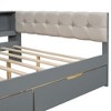 CAVINAS Twin Size Bed Modern Wooden Bed Frame with 2 Storage Drawers, 5 Shelves and Upholstered Headboard for Bedroom - 3 of 4