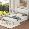 TIRAMISUBEST Full/Queen Size Wood Platform Bed with Upholstered Headboard and 2 Storage Drawers, Modern Bed Frame with Slats Support - 3 of 4