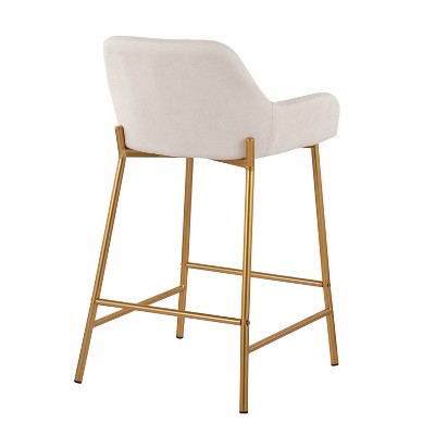 Elegant Daniella Cream Fabric Counter Stool with Gold Metal Frame