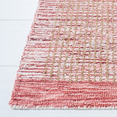 Ivory and Red Hand-Tufted Wool 4' x 6' Area Rug