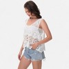Anna-Kaci Women's Crochet Sleeveless Tank Top with Floral Open Knit Pattern and Scalloped Hem Detail - 2 of 4