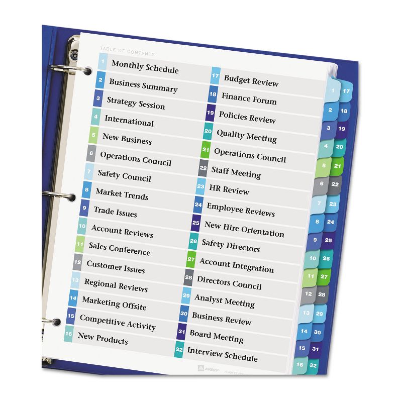 Avery Ready Index Customizable Table of Contents Double Column Dividers 32-Tab Ltr 11322, 4 of 9