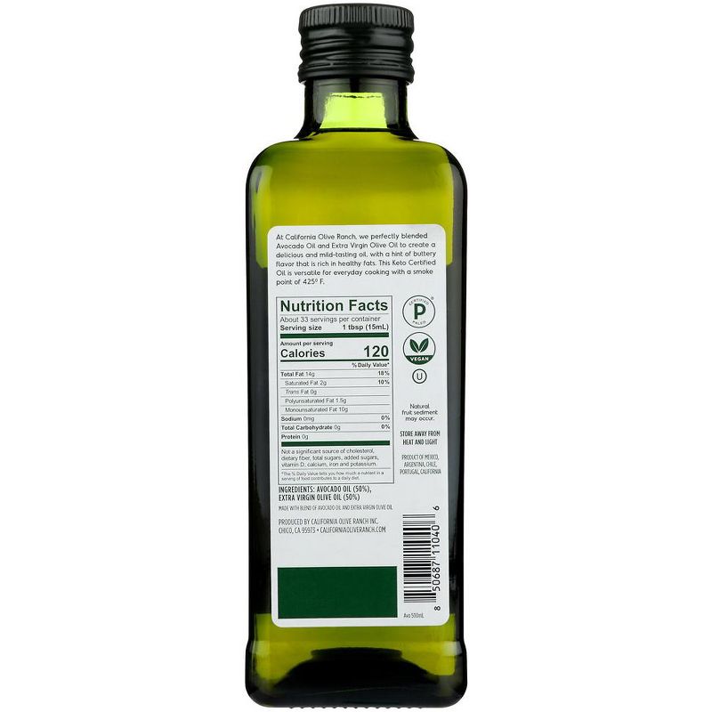 California Olive Ranch Avocado & Extra Virgin Olive Oil Blend - Case of 6/16.9 oz, 3 of 8
