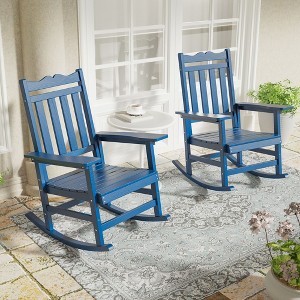 Sonkuki Patio Outdoor 2-Piece Adirondack Rocking Chairs with Big Armrests, Weather Resistant, Easy Installation, Lawn and Backyard - 1 of 4