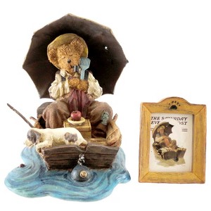 Boyds Bears Resin 4.75 In Gone Fishing Norman Rockwell Bearstone Animal Figurines - 1 of 3