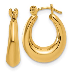 Black Bow Jewelry 5mm x 17mm Polished 14k Yellow Gold Tapered Puffed Oval Hoop Earrings - 1 of 4