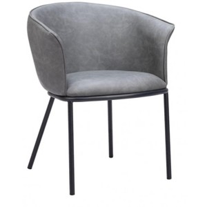 Dining Chair 30.9"H Gray – Faux Leather Upholstery with Black Steel Frame by Zuo Modern - 1 of 4