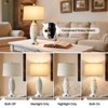 GTCLIGHTING 28.5'' Farmhouse Table Lamp for Living Room Bedroom, Nightstand Desk Lamp with 2 USB Ports , White Hollow Out Resin Lamp - 4 of 4