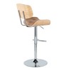 Contemporary Adjustable Swivel Barstool with Metal Base, Wood and Upholstered Seat - Set of 2 - 4 of 4