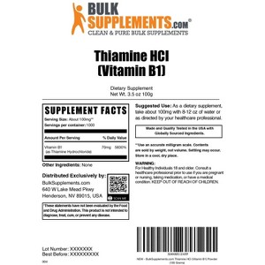 BulkSupplements Vitamin B1 (Thiamine HCL) Powder - 1 of 4