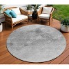 Silver Gray And Ivory Abstract Washable Indoor Outdoor Area Rug - 2 of 4