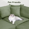 130" Corduroy Cloud L-Shaped Modular Sectional Sofa with Thick Cushions & Ottoman - 3 of 4