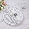 Itopfox 350 Piece Silver Plastic Dinnerware Set for 50 Guests, Fancy Disposable Plates for Party, Includes Dinner Plates, Dessert Plates, Napkins - 2 of 4