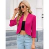 Womens 3/4 Sleeve Blazer Jacket Open Front Cropped Business Blazer Figure Flattering Jacket Pelplum Jackets,Rose - L - 3 of 4