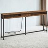 70.9-Inch Console Table Sofa Table with Charging Station Behind Couch Table Skinny Entryway Table Rustic Brown and Ink Black - 4 of 4