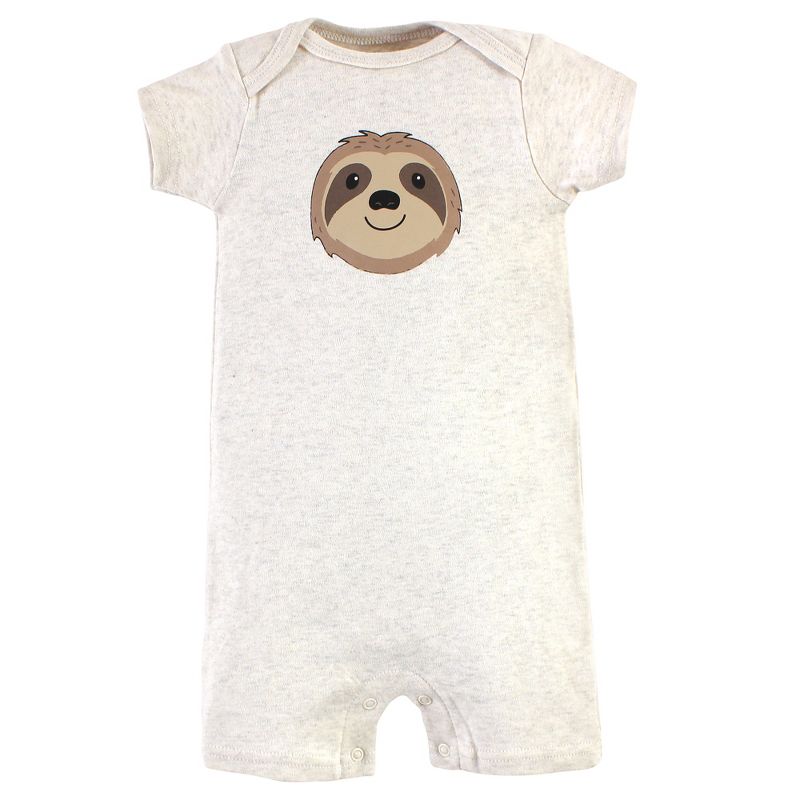 Hudson Baby Infant Boy Cotton Rompers, Sloth, 4 of 7