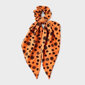 Halloween Pumpkin and Spider Web Hair Twister with Tails - Orange - 1 of 3