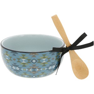 Pavilion Gift Company - My Cabin - 4.5" Ceramic Bowl with Bamboo Spoon - Dining Bowls - 1 of 4