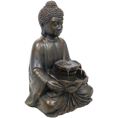 Sunnydaze 18"H Electric Polyresin Peaceful Buddha Outdoor Water Fountain