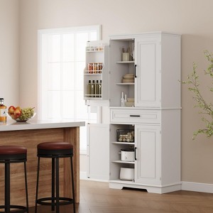 TROPOW 72 Inch Tall Pantry Storage Cabinet, Kitchen Pantry Cabinet with Drawer, Door Shelves, Adjustable Shelves, Large Kitchen Pantry,White - 1 of 4