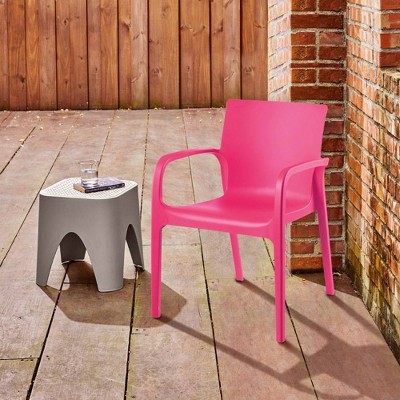 Alissa Fuchsia Resin Stackable Outdoor Dining Armchair Set