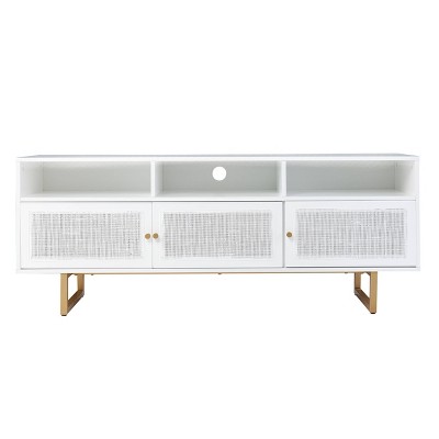 Waldaske Media Cabinet with Storage White/Gold - Aiden Lane